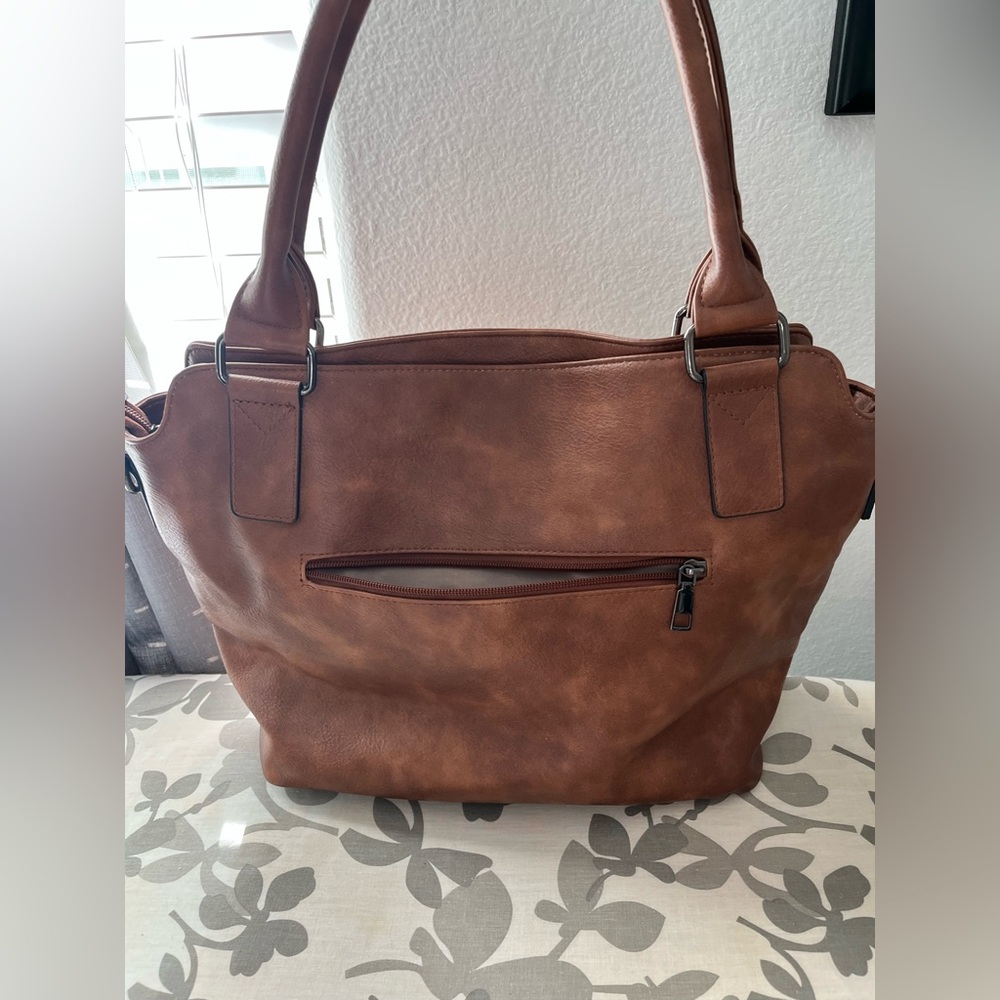 NWOT Brown Vegan Leather Handbag - Picture 11 of 15